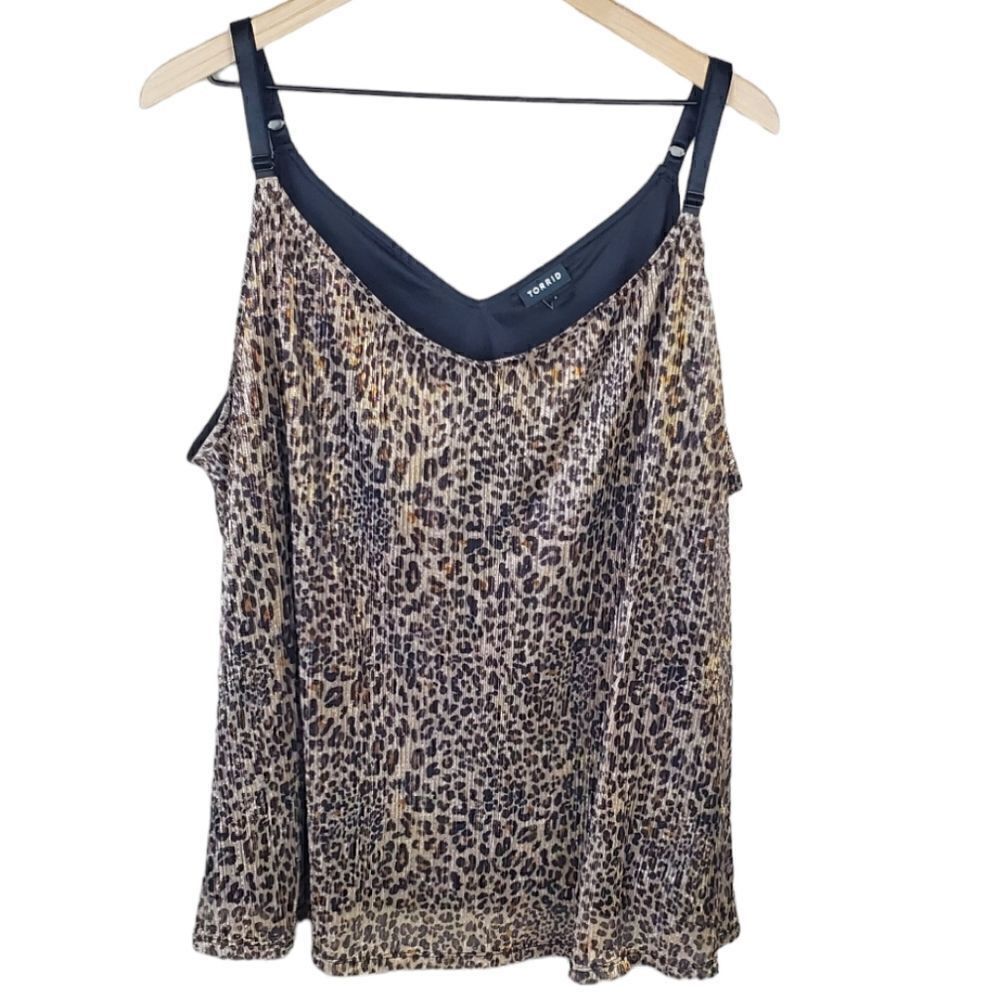 Torrid Shimmery Leopard Brown & Black Tank Top